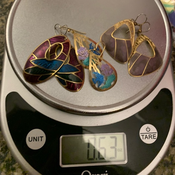 Retro Brass Enamel Earring Lot - Picture 1 of 3